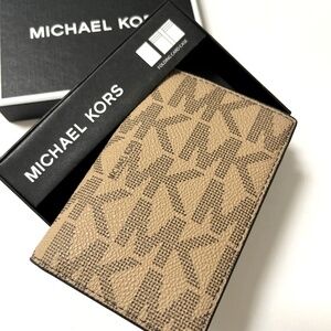 NWT Michael Kors Jet Set Wallet Card Case Camel Brown Monogram Bifold Gift Box